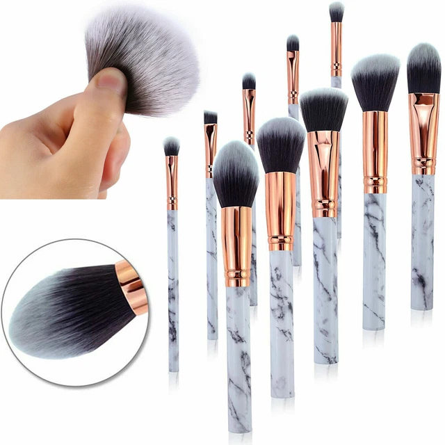 10pcs Marmorizzazione Kabuki Professionale Make-Up Pennello Set Fard Cipria Viso