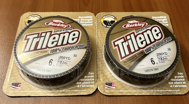 2 Berkley Trilene 100% Fluorocarbon #6 LB 200 YDS Fishing Line GREEN TINT