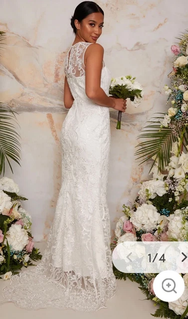 NEW* CHI CHI Bnwt Size 10 Petite Bride White Premium Lace Maxi