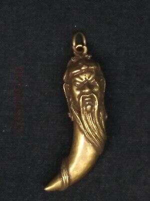 Collected Old China Bronze Carving Integrity Guan Yu Statue Pendant Amulet Gift