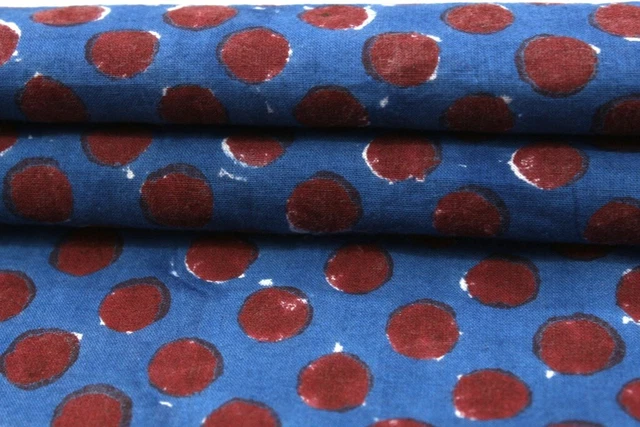 100% Coton Indien Main Bloc Tissu Imprimé Artisanat de Couture Handmade 4.6m D