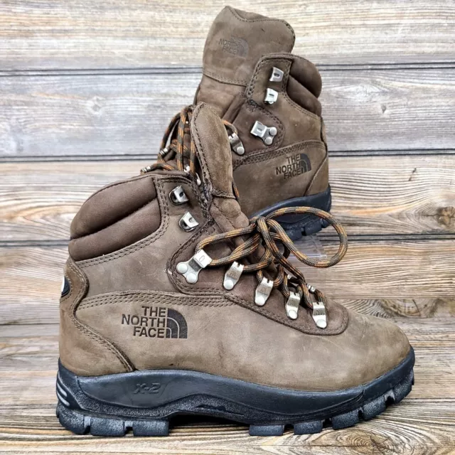 The North Face X2 Brown Leather Waterproof Hiking Boots Women's Size 7.5