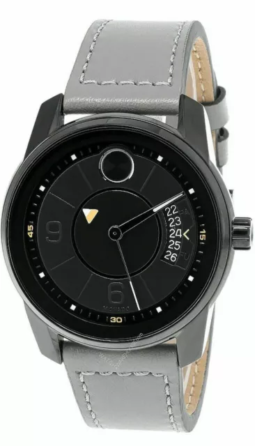 Movado Bold Verso Black Dial Leather Strap Men's Watch 3600695