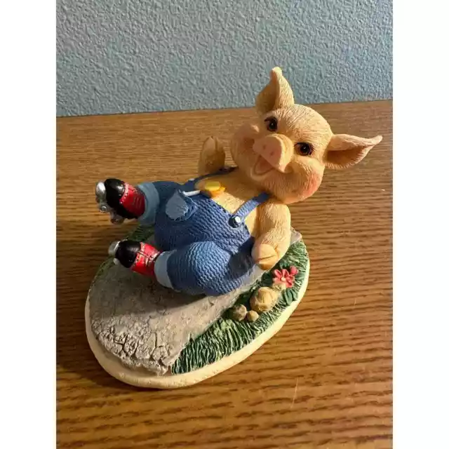 Vintage Doremi 1994 Pig Figurine, Skating Pig