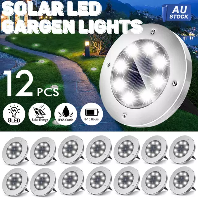 4/8/12 Solar Powered LED Buried Inground Recessed Light Garden Outdoor Deck Path