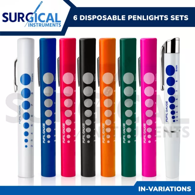 Set of 6 Disposable Penlights Diagnostic ENT Emergency Medical High-Quality