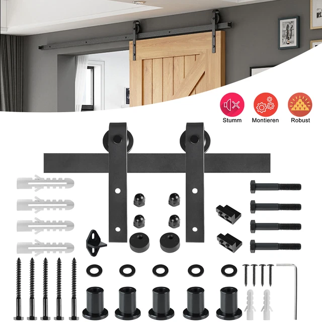 SWANEW Schiebetürbeschlag Set 6.6FT/200cm Schiebetürsystem Schiebetür