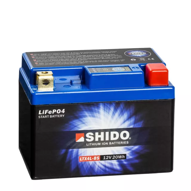 Shido Lithium Motorradbatterie LiFePO4 LTX4L-BS 12V YTX4L-BS YT4L-BS YTC4L-BS