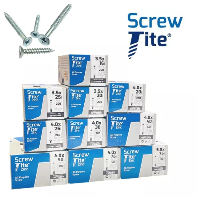 Screw-Tite Pozi Countersunk Zinc Wood Screws - All Sizes