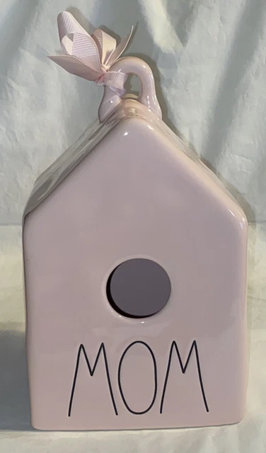 Rae Dunn Glossy Pink Mom Birdhouse 5X5X9"