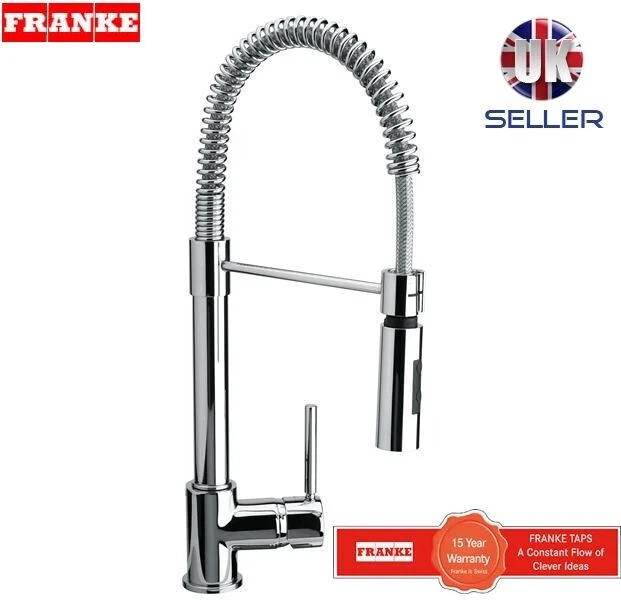 Franke Chrome Finish Mixer Tap Spring Single Lever Pull Out Spray New
