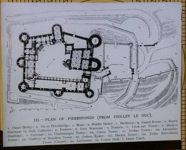 Ground Plan, Château de Pierrefonds, France, Magic Lantern Glass Photo Slide