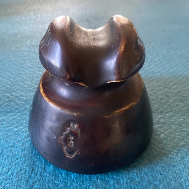 Vintage Brown Glazed Porcelain Ceramic Illinois Electric Pole Insulators Large