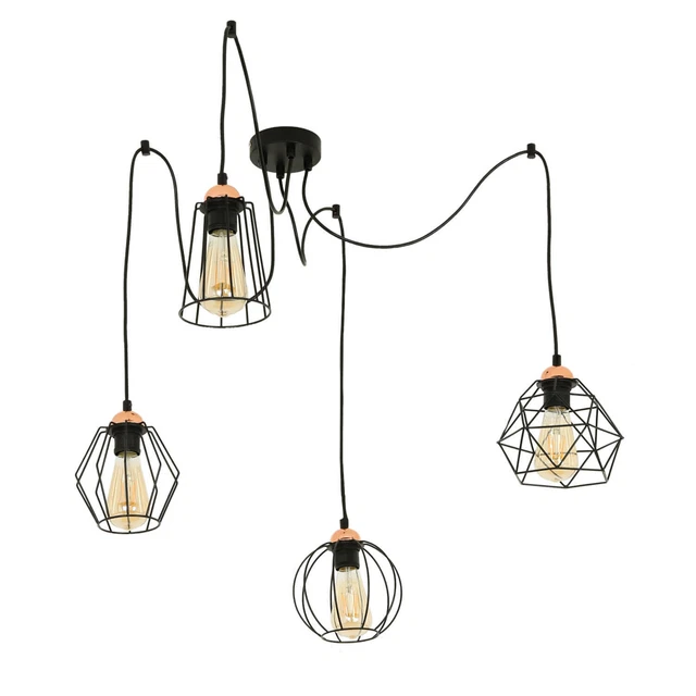 Lot De 4 Suspensions De Lampe E27 Vintage - Câble Cuivre Tressé De 1m - Style Industriel
