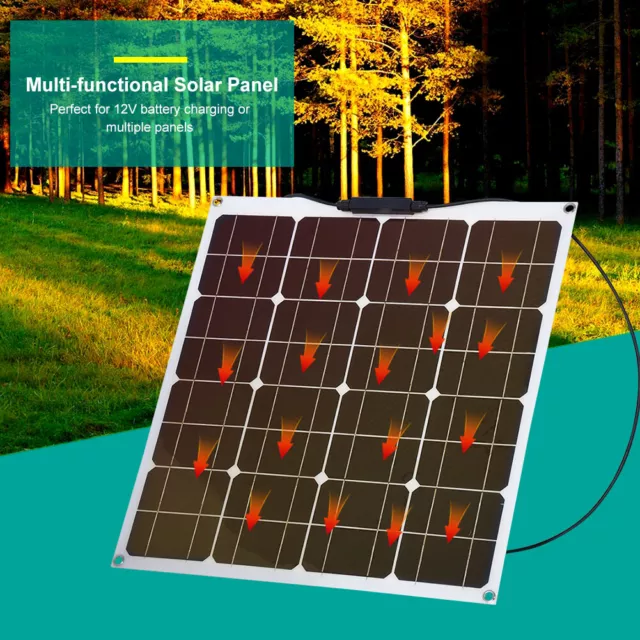 50W Flexible High Efficiency 12V Solar Panel Outdoor For Home Boat Yacht XXL 2