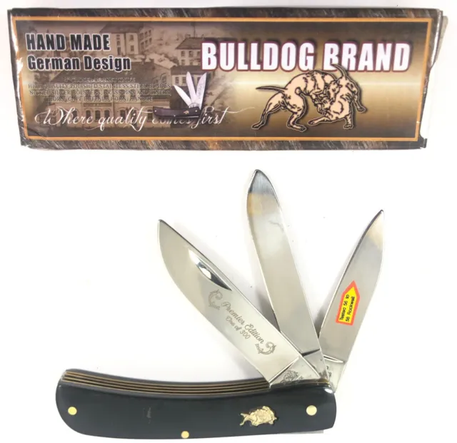 Bulldog Brand 3 Blade Sodbuster Premier Cape Buffalo Horn Pocket Knife 1136-LP