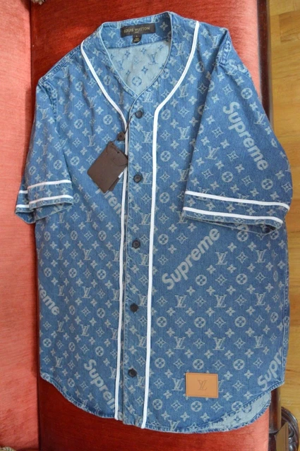 Supreme x Louis Vuitton Jacquard Denim Baseball Jersey