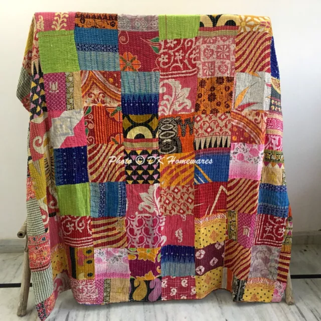 Couvre-lit simple Vintage Ralli Patchwork Kantha, couvre-lit, chemin de lit