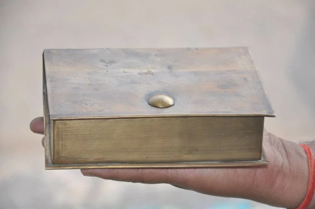 Old Brass 4 Compartment Book Shape Handcrafted Betel Nut Box
