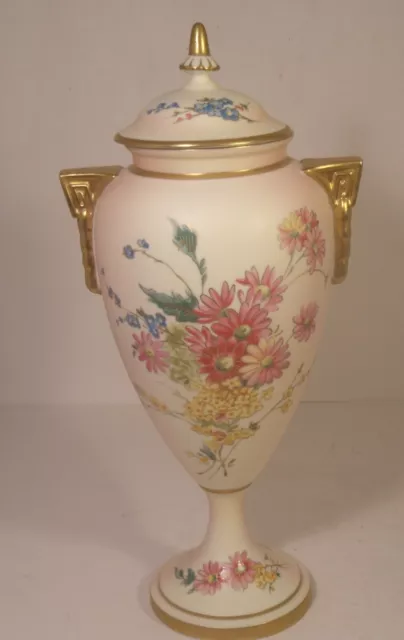 Royal Worcester Blush Ivory Floral Mist 10.25" Lidded Vase Ltd Edition Of 200