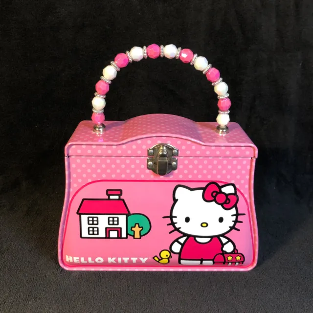 Hello Kitty Metal Tin Pink Purse Style Lunchbox Storage Box Sanrio 2012