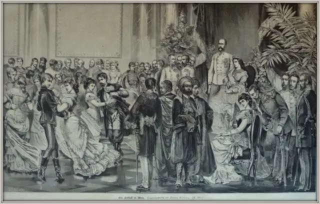 Franz Joseph I.Elisabeth-Sissi "Ein Hofball in Wien" Original Holzstich von 1880