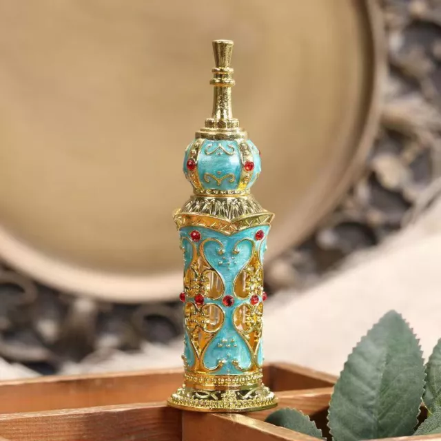 Vintage enamel peacock blue perfume bottle hollow metal sub-bottle reusable new