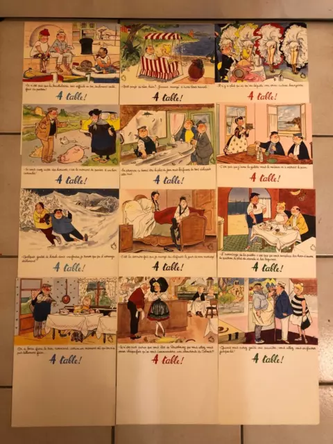 Jean Bellus  12 menus de table illustrés années 1960 Laboratoires Le Brun C2