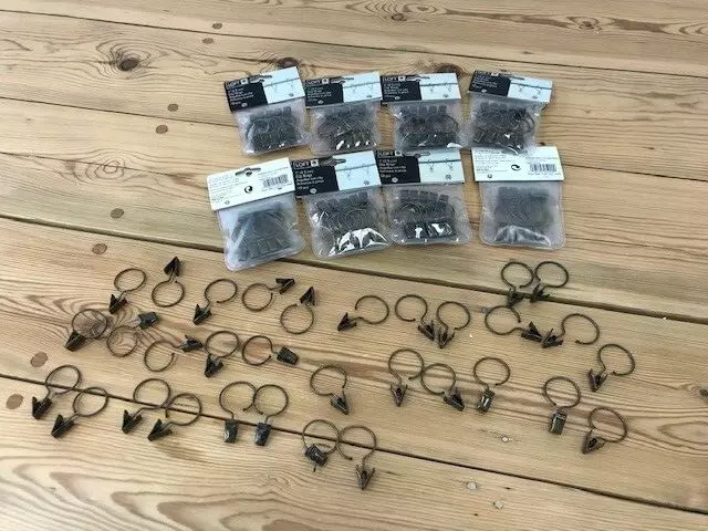 8 Bags NIP SEALED Umbra Loft 1 " Antique Gold/Bronze Clip Drapery Rings PLUS