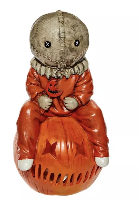 Trick r Treat Sam Pumpkin Statue LED LIGHT UP 15” Decor NEW Great Christmas Gift