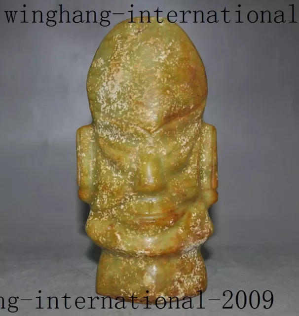 Rare China Hongshan culture old jade carving Worship Funerar people head statue