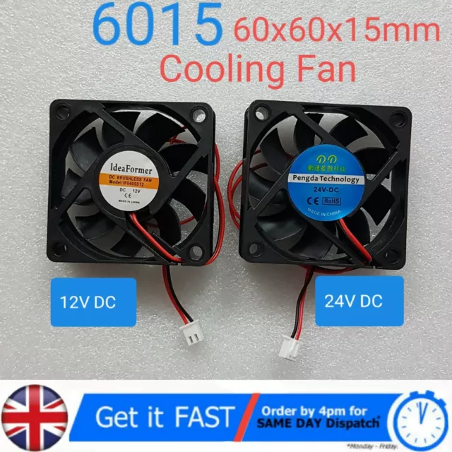 6015 FAN 6cm 60mm X 60mm X 15mm MINI SQUARE BRUSHLESS COOLING FAN 12V 24V DC