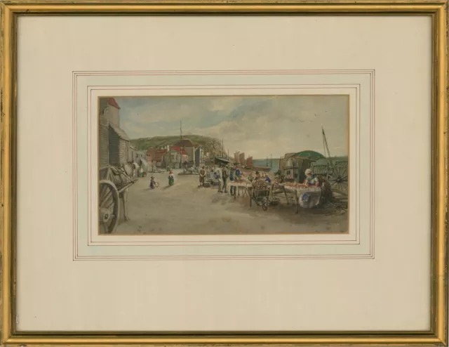 Late 19th Century Watercolour - Seaside Market