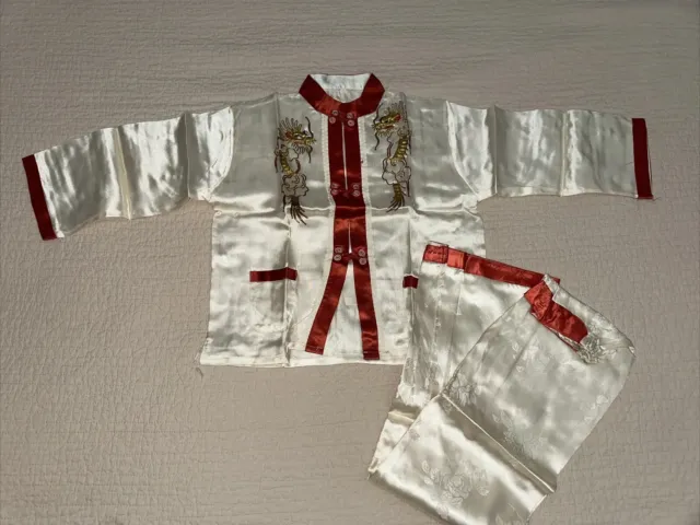 Vintage Silk Embroidered Childs Komono Jacket & Pants Japanese Never Worn