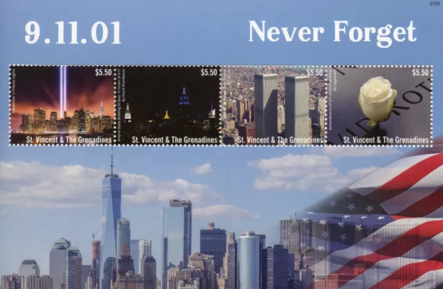 St Vincent & Grenadines Stamps 2021 MNH September 11 Skyscrapers Landmarks 4v MS