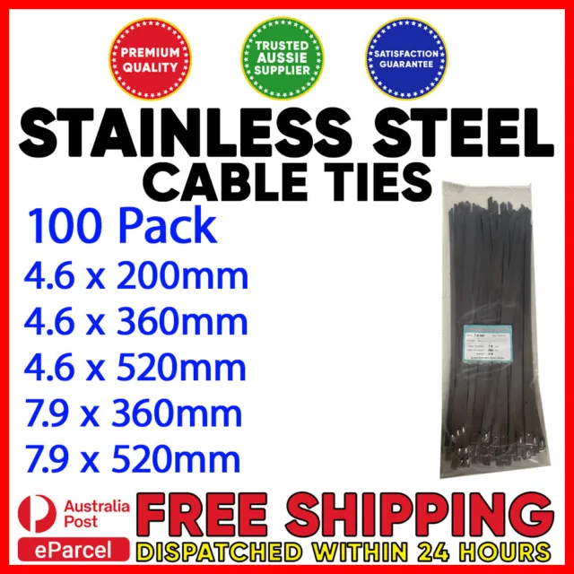 100 X Stainless Steel Cable Ties Industrial Grade
