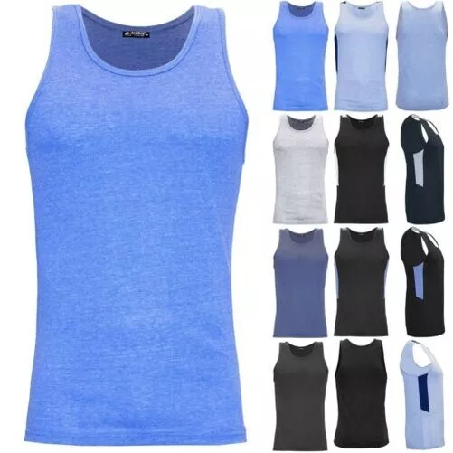 Uomo Tinta Unita Estivo Cotone Gym Training Sport Fitness Canotta T-Shirt