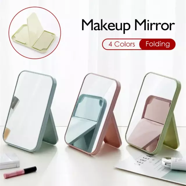 Square-Shape Hand Mirror Held Vanity Fold Mirror Standing Makeup Dresser Mirror