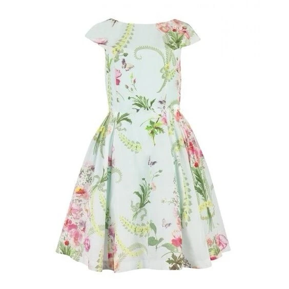 TED BAKER WOMEN'S Chadie Wallpaper Floral A-Line Chiffon Silk Dress Mint 1  AU 8 43.86 - PicClick UK
