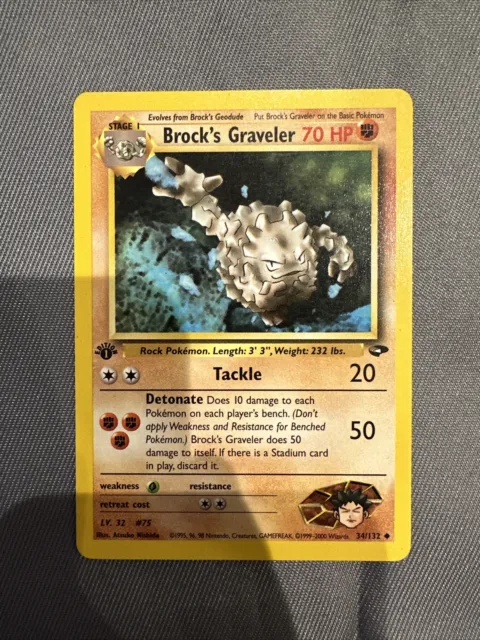 Pokémon Card Brock's Graveler Gym Challenge 1st Edition Uncommon 34/132 NM/MT