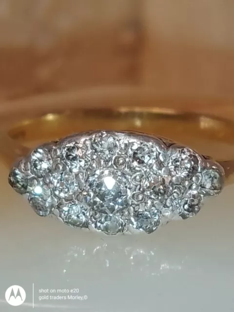 18ct gold old cut diamond cluster ring 70pts