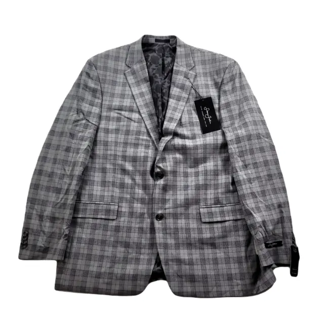 Sean John Grey Plaid Suit Jacket Mens 46L 46 Classic-Fit $360