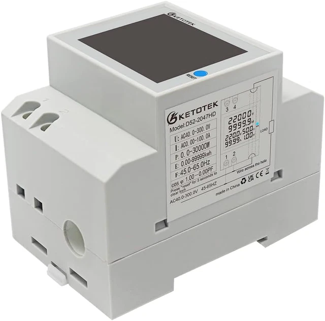 Contatore Di Energia Monofase, Contatore Elettrico Digitale AC 40 300v 100a Contatore Elettrico Monofase Wattmetro Su Guida Din Wattmetro Contatore Kwh Voltmetro Amperometro 92886025 - 4