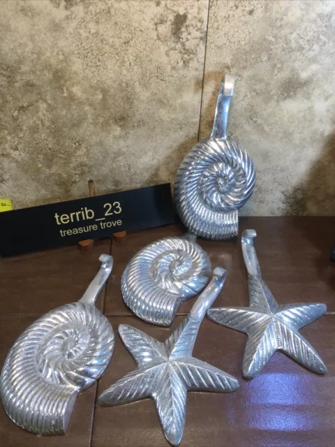 5 PC Beach Nautical Wall Hooks Hat /Towel Hanger Holder SEASHELL STARFISH #TB3