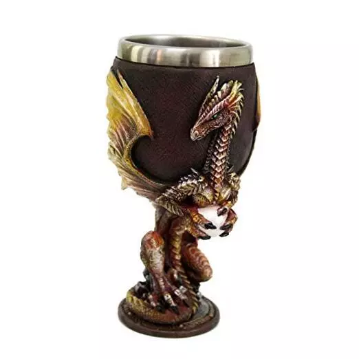 Pacific Giftware Red/Golden Winged Dragon Collectible Figurine Goblet