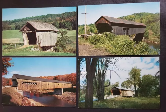 Set 4 New Rppc Vermont Covered Bridge Old Vintage Postcard Goodnough Chester