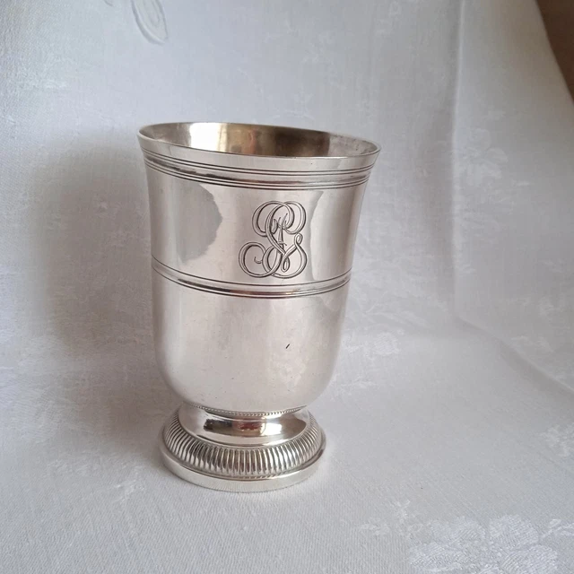 ANCIENNE TIMBALE PIEDOUCHE En Argent Massif Minerve Poids 137 Grammes