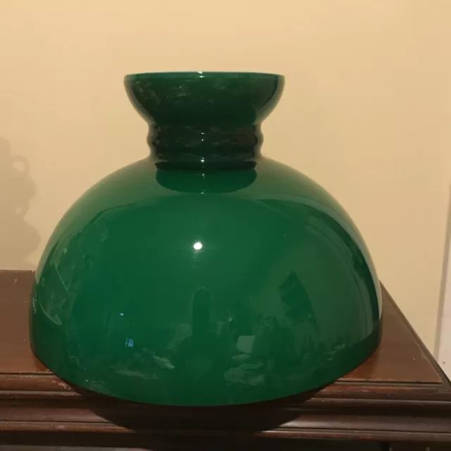 Green Glass Lamp Shade....13 1/2" across bottom...9 1/2"high..5 3/4" across top