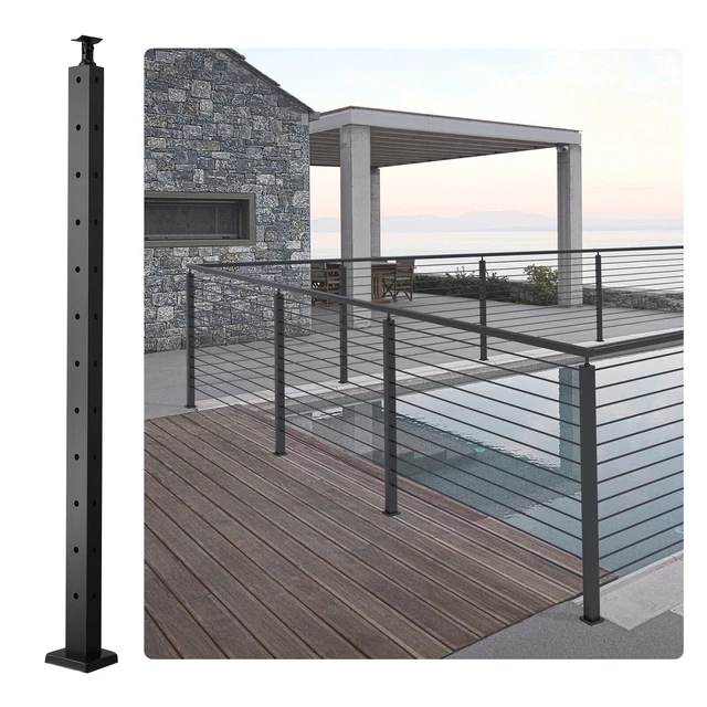 VEVOR CABLE RAILING Post 42x1x2in L-Shaped Hole Corner Railing Post ...