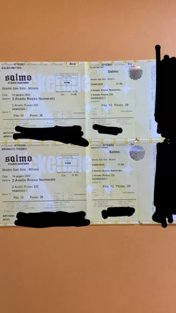 biglietto salmo san siro 2022, 2 anello rosso numerato 
